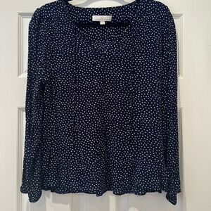 Blue and white polka dot blouse from LOFT